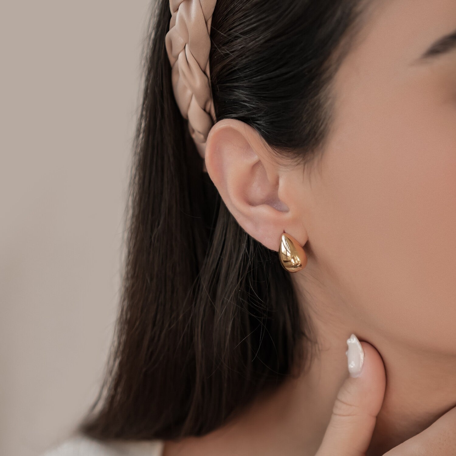 Medium Dome Hoop Earrings Stainless Steel